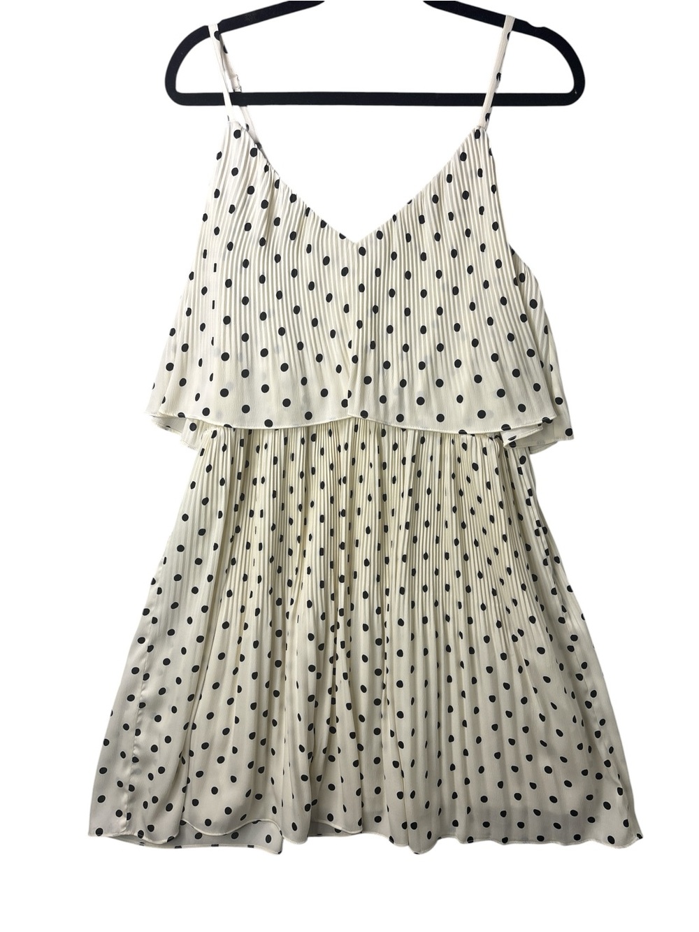 Adelyn Rae thru Free People Cream and Black Polka Dot Pleated Sundress